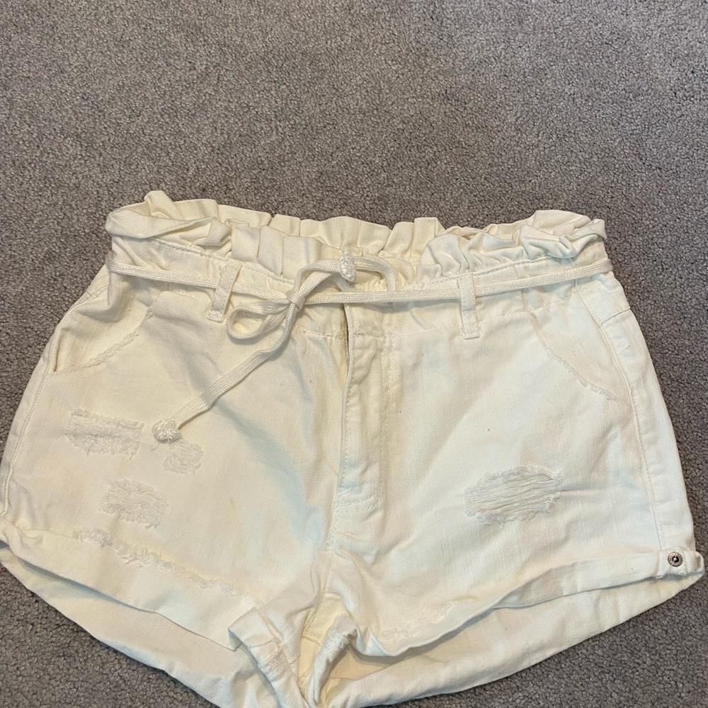 White jean shorts